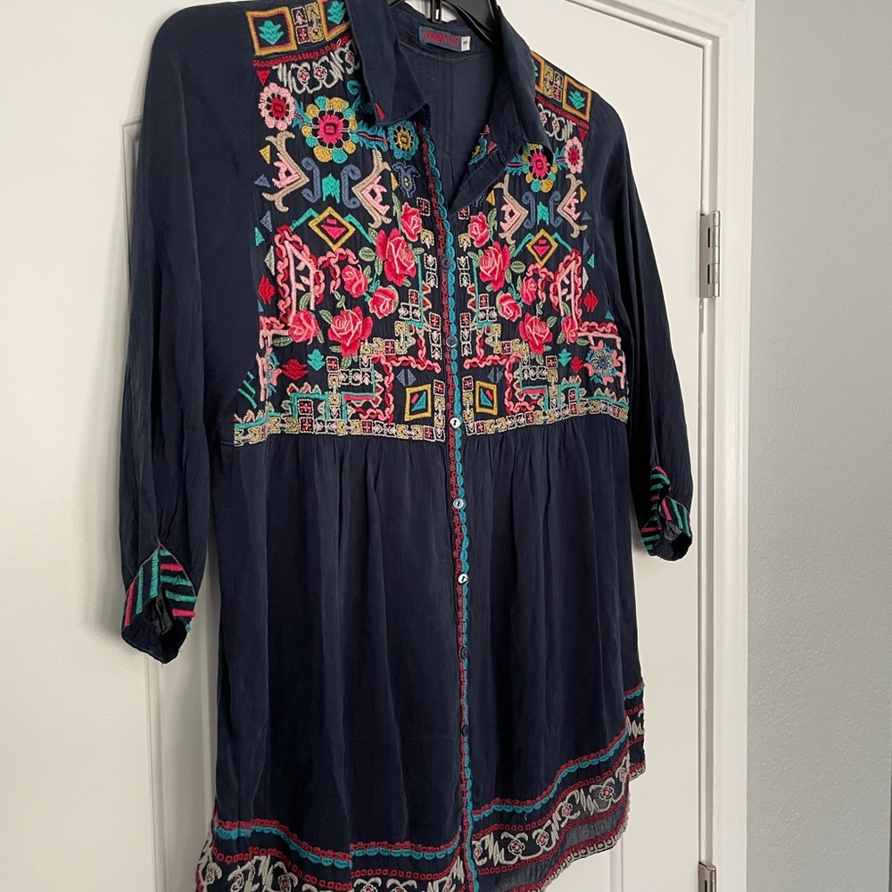 Johnny Was Embroidered Button Down Tunic